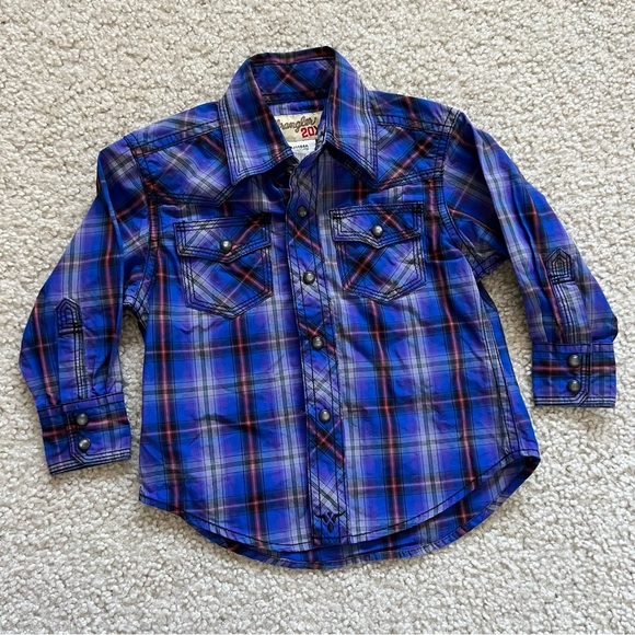 Wrangler 20X Long Sleeve Button Down Shirt Kids Boys Size XXS 2T-3T Plaid - Picture 5 of 11